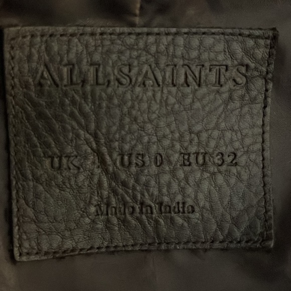ALLSAINTS Catch Sheep Leather Moto Biker Jacket in Black silver hardware Size 0. - Picture 13 of 16